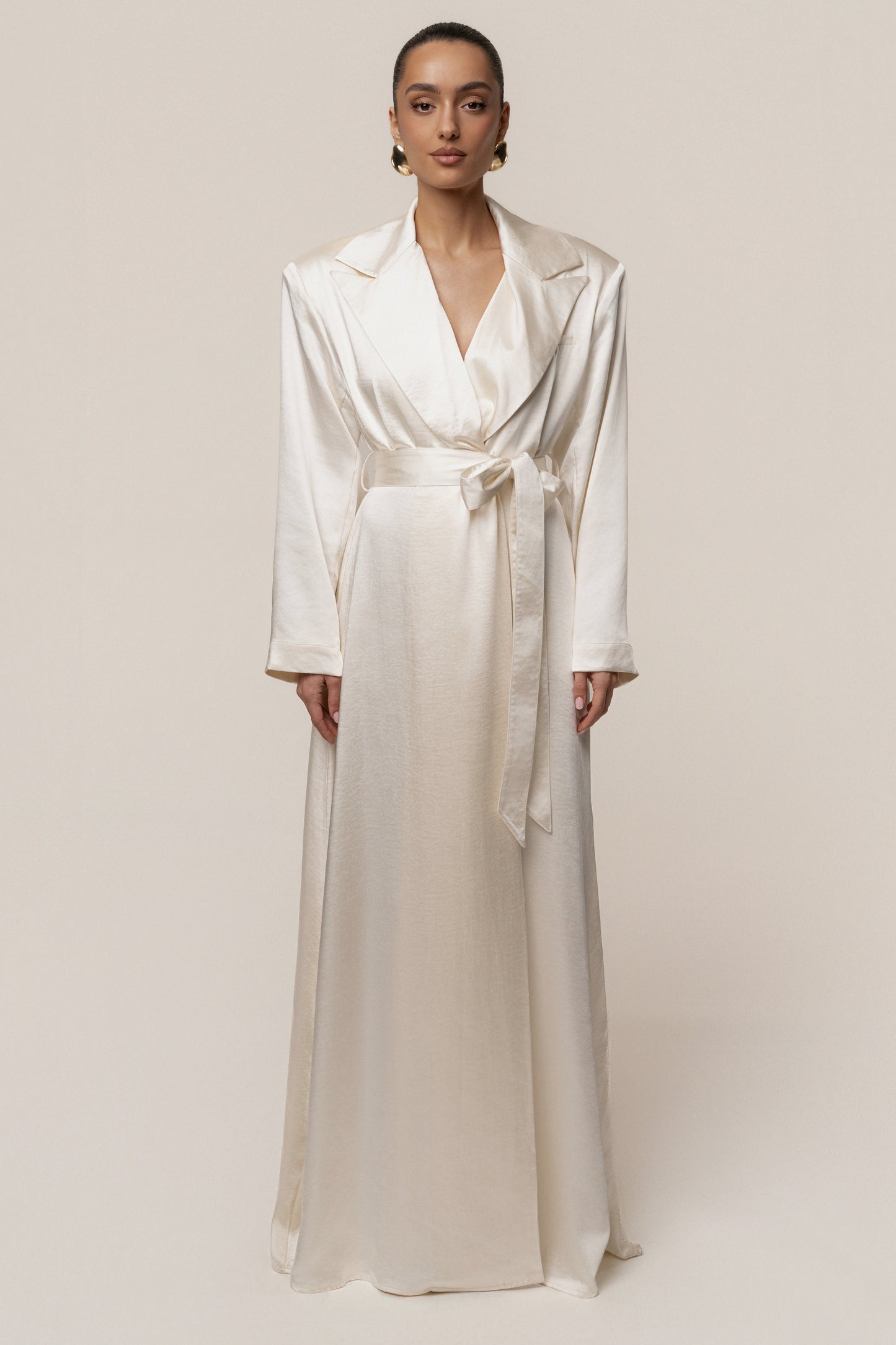 Ivory Satin Embrace Maxi Dress