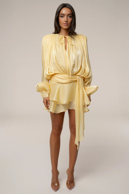 Yellow Pure Glow Draped Mini Dress