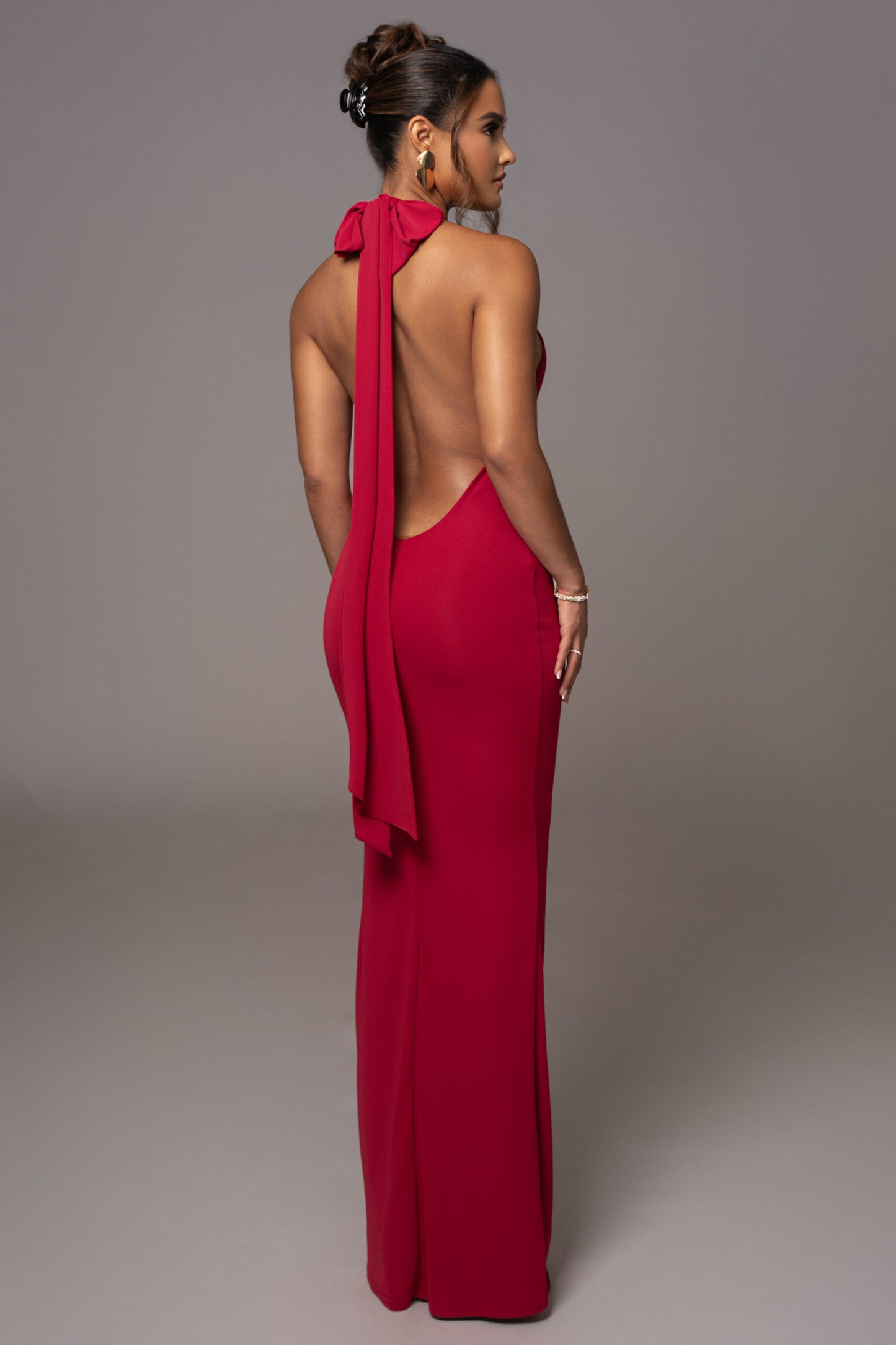 Red Golden Evening Maxi Gown